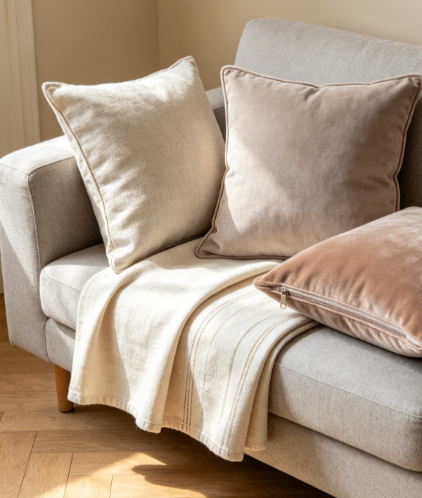 Plain Woven Couch Pillow Cover with Hidden Zipper