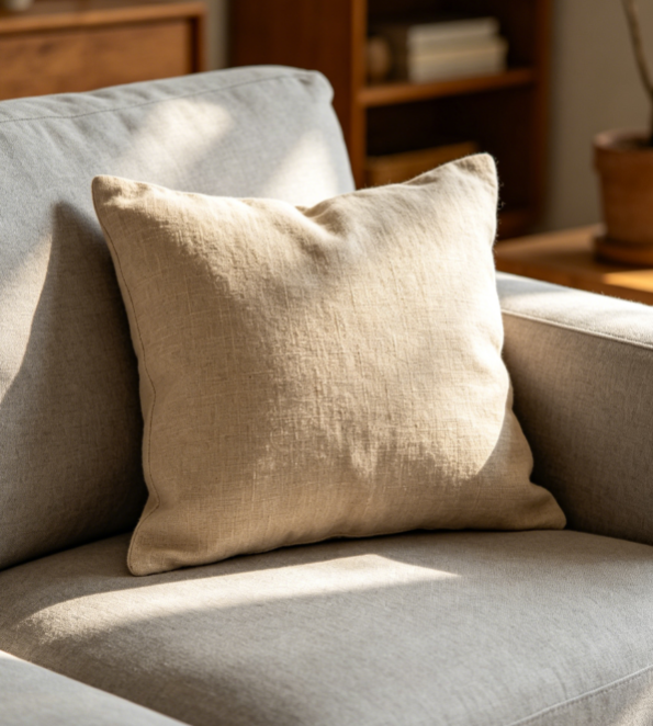 Solid Faux Linen Cushion Cover for Living Room