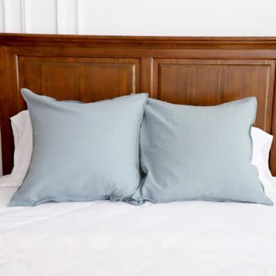 Linen Euro Shams Basic Style Solid Color 24x24 Inch Pack of 2 Flax Cotton Blend Decor Throw Pillow Covers Soft Breathable Farmhouse Pillow Shams - Dusty Blue