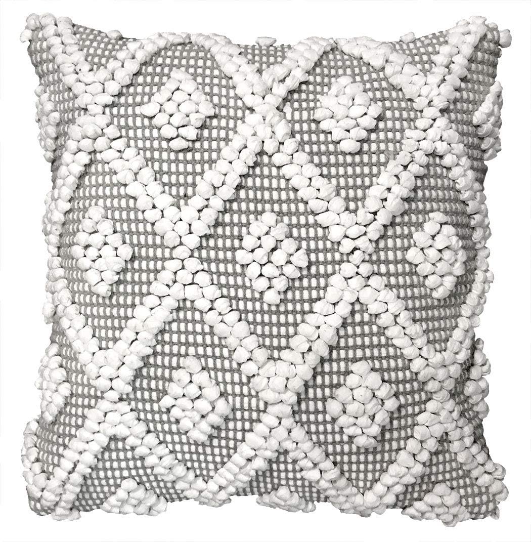 Decorative Throw Pillow Cover, 20" W x 20" L, Gray - Square Pillow - Gray Diamond Pillow - Textured Pillows Decor - Throw Pillows For Bed, Couch, Or Chair