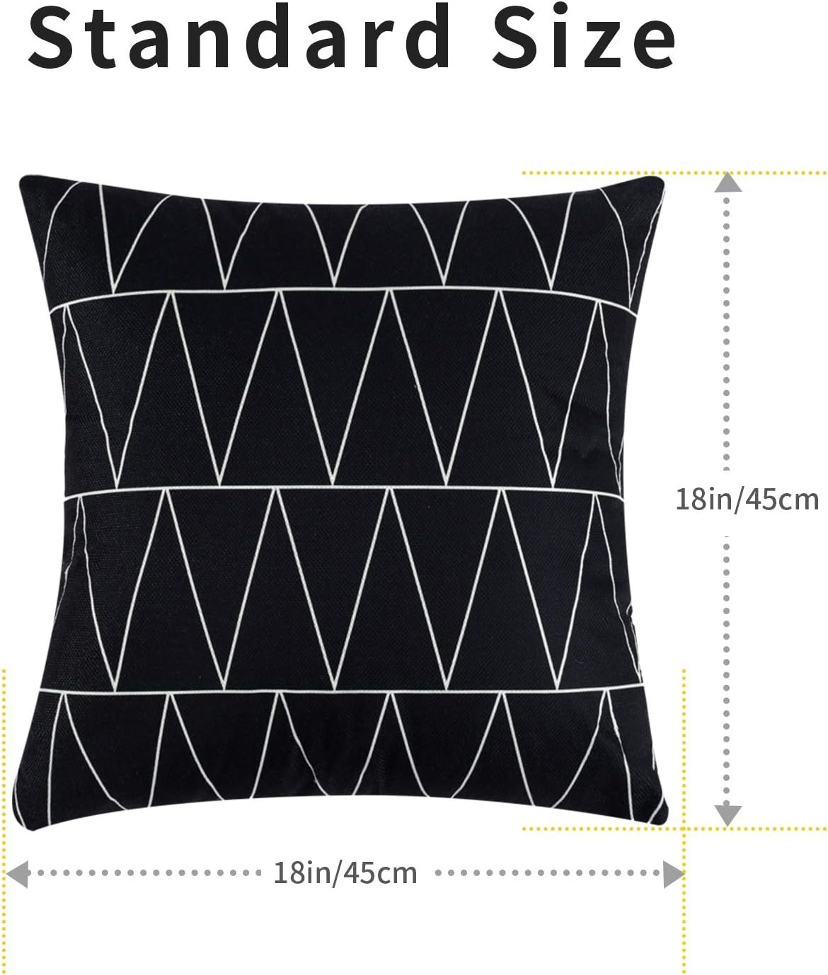 Set of 4 Decorative Geometric 18 x 18 Inches Throw Pillow Covers - Modern Pattern Linen Square Pillow Cushion Case for Sofa Couch Bed Home Outdoor Car (18" x 18", Black) - Image 2