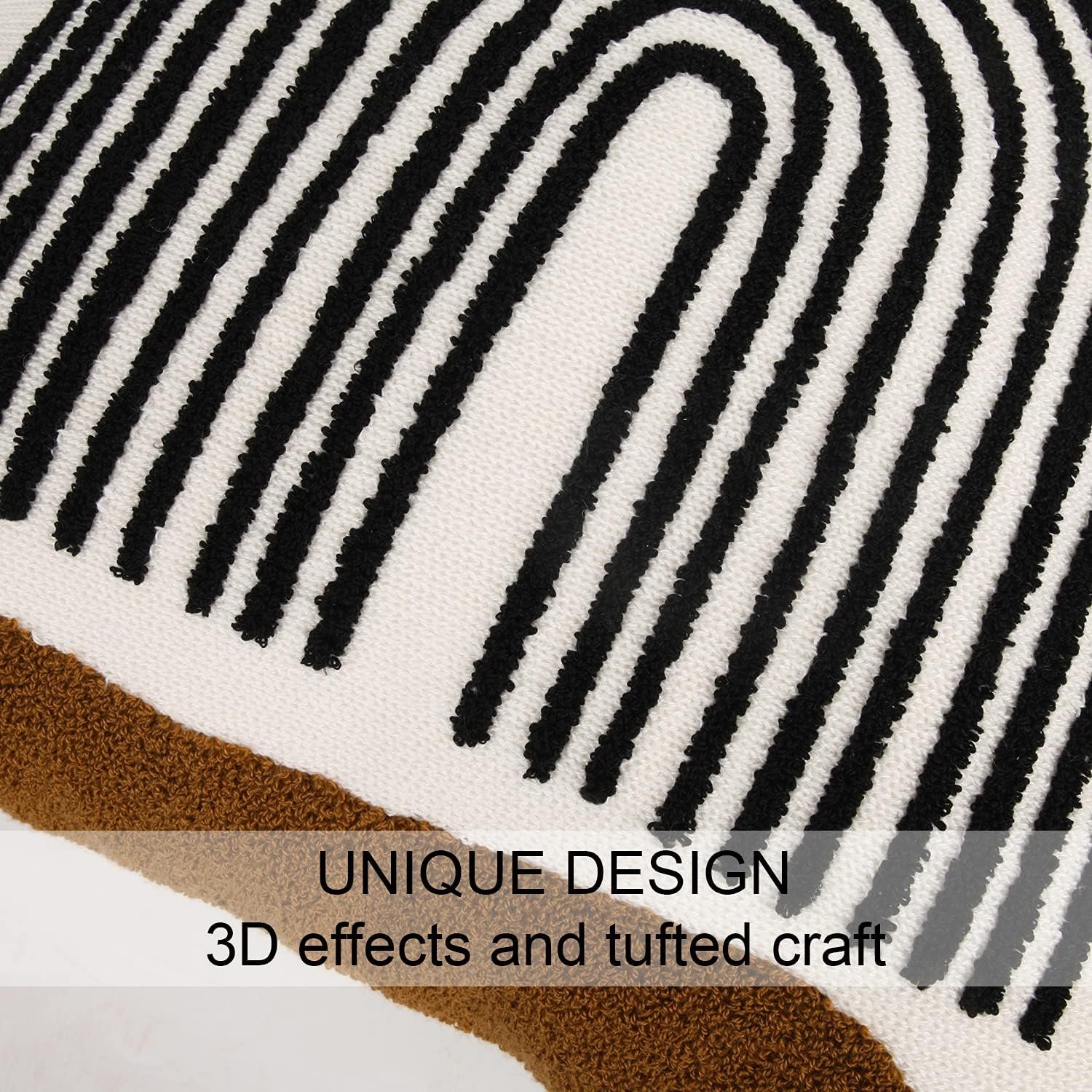 Modern Boho Throw Pillows 18x18 Inches,Soft Woven Tufted Pillow Covers Square,Abstract Moon Pillow Case for Sofa Bedroom Living Room 1 Pcs - Image 2