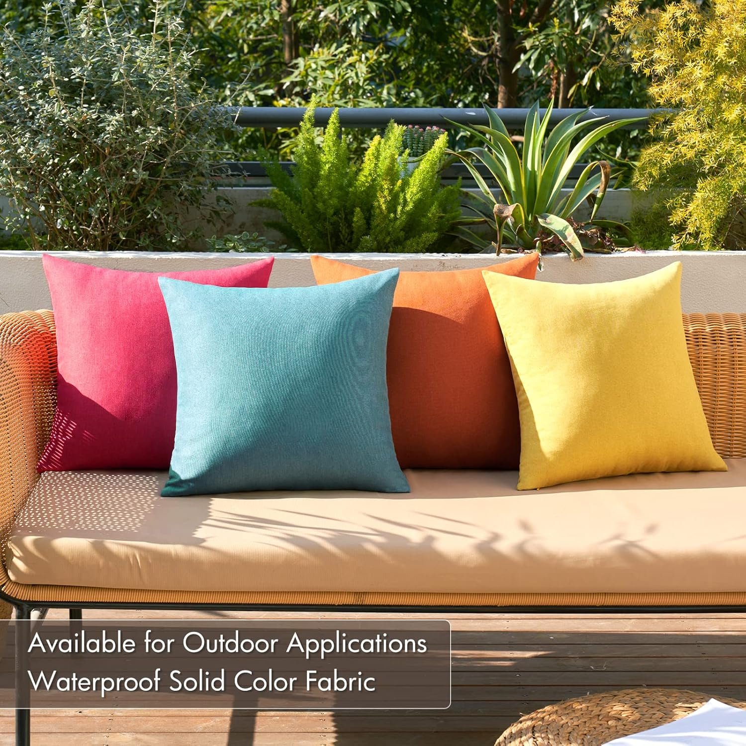 Pack of 4 Decorative Outdoor Throw Pillow Covers Linen Waterproof Pillow Covers Farmhouse Cushion Cases for Patio Garden Tent Balcony Couch Sofa18x18 inch Red/Turquoise - Image 2