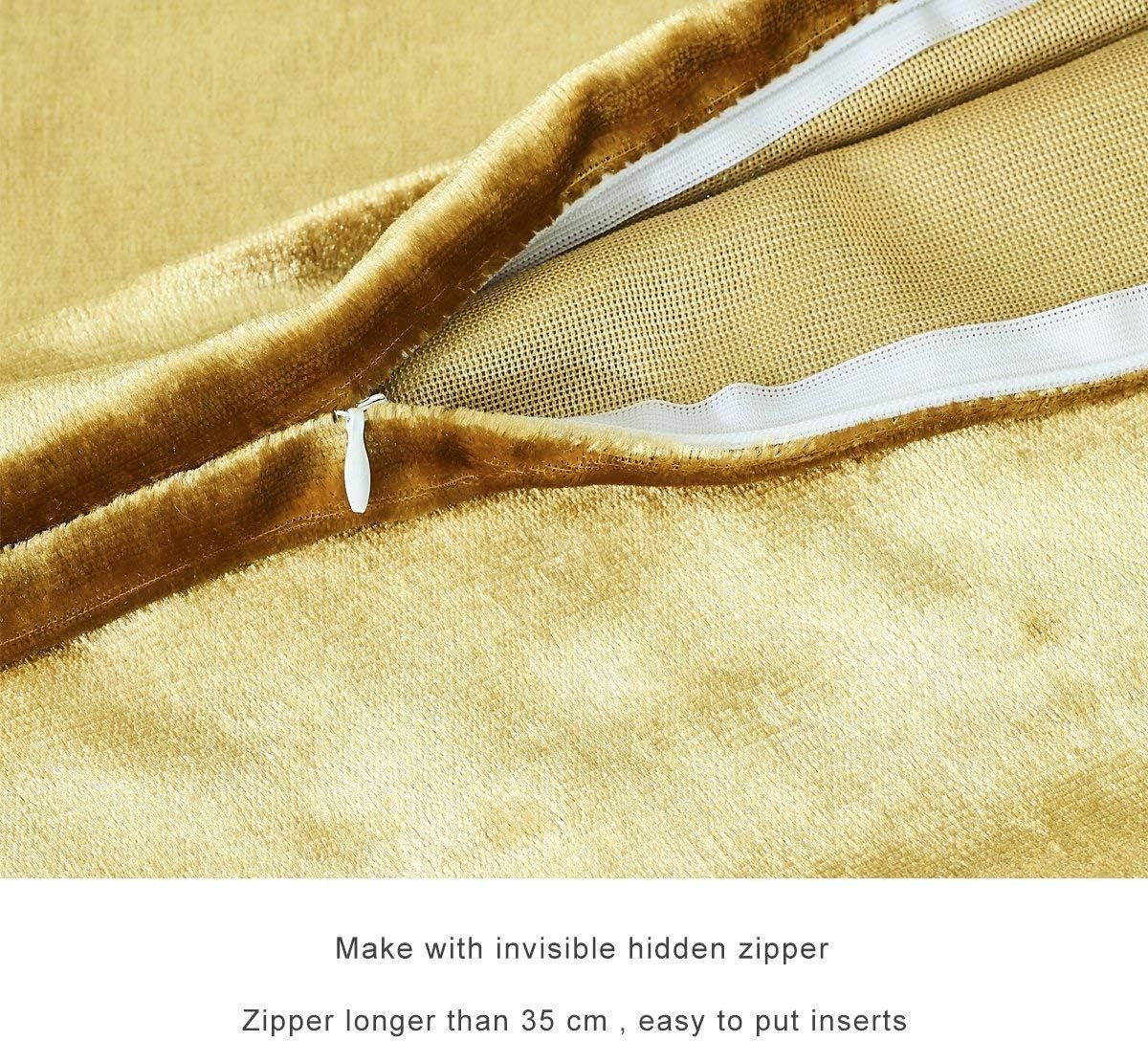 Gold Velvet Decorative Throw Pillow Covers,18x18 Pillow Covers for Couch Sofa Bed 2 Pack Soft Cushion Covers - Image 2