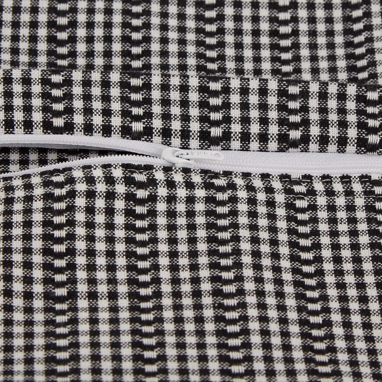 Decorative Square Throw Pillow Cushion Cover Set, Hidden Zipper, Cotton & Machine Washable, 18x18, Black , 4 Piece - Image 2